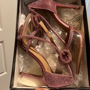 Crystal pink closed toe heel